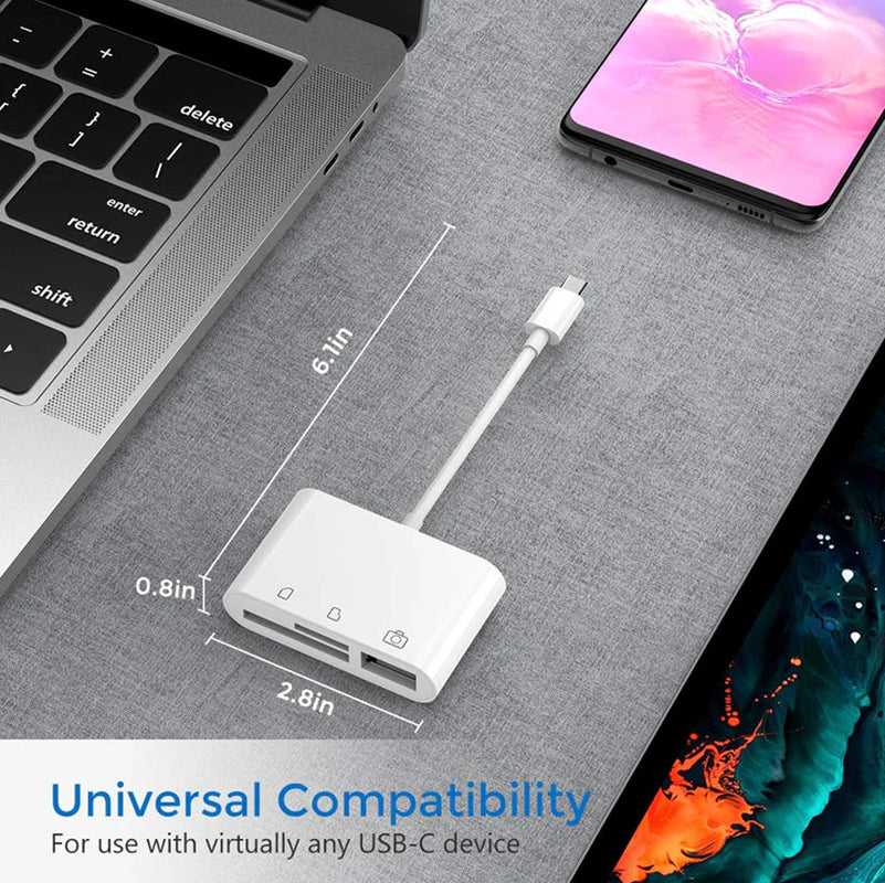 USB C 3 in 1 Hub Converter Type-C Adapter SD Card Reader for Macbook Pro Laptop